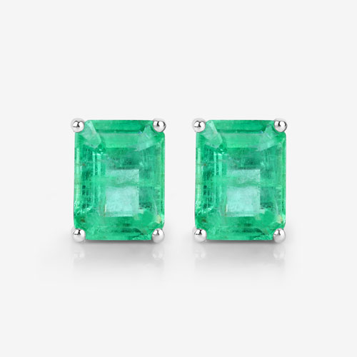2.75 Carat Genuine Ethiopian Emerald 14K White Gold Earrings