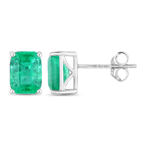 2.75 Carat Genuine Ethiopian Emerald 14K White Gold Earrings