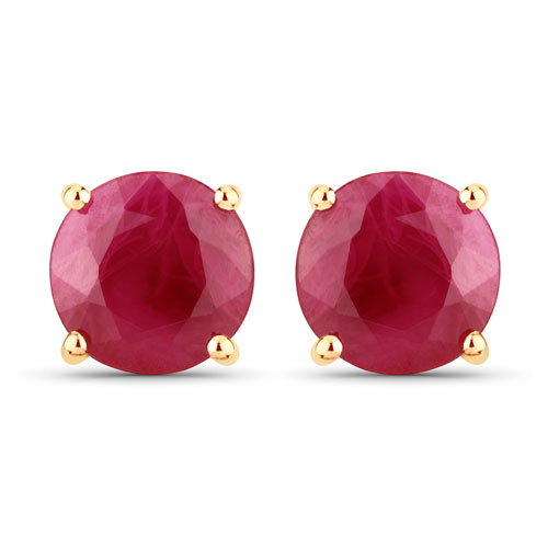 Earrings-0.86 Carat Genuine Ruby 10K Yellow Gold Earrings