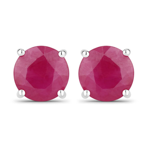 Earrings-0.86 Carat Genuine Ruby 14K White Gold Earrings