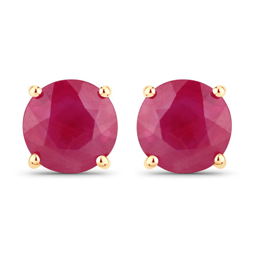 Earrings-0.86 Carat Genuine Ruby 14K Yellow Gold Earrings