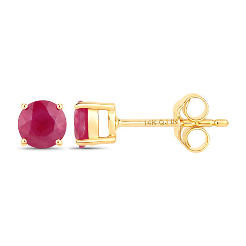 0.86 Carat Genuine Ruby 14K Yellow Gold Earrings