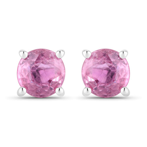 Earrings-1.30 Carat Genuine Pink Sapphire 10K White Gold Earrings