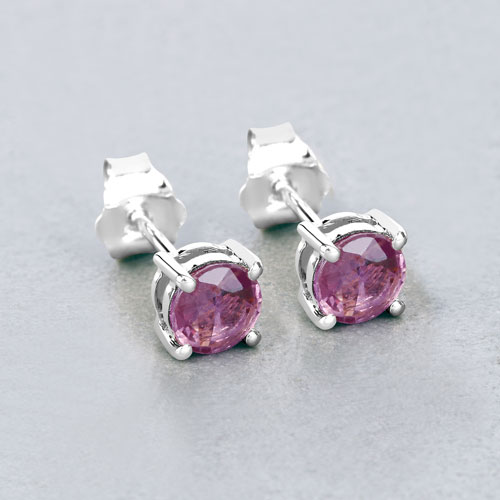 1.30 Carat Genuine Pink Sapphire 10K White Gold Earrings