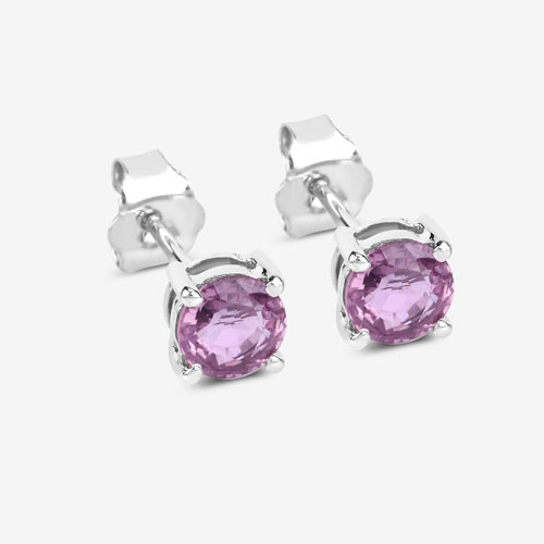 1.30 Carat Genuine Pink Sapphire 10K White Gold Earrings