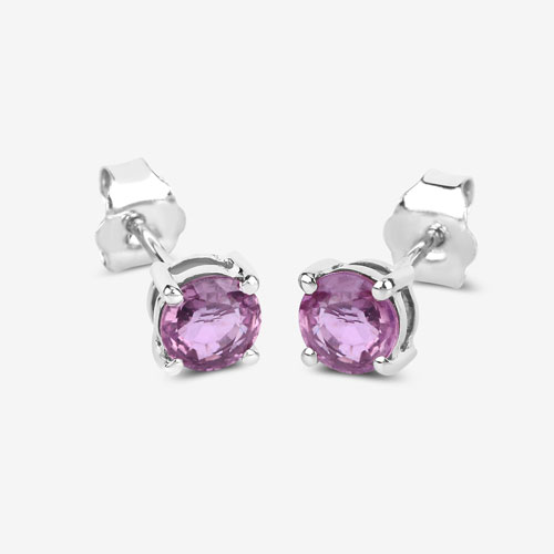 1.30 Carat Genuine Pink Sapphire 10K White Gold Earrings