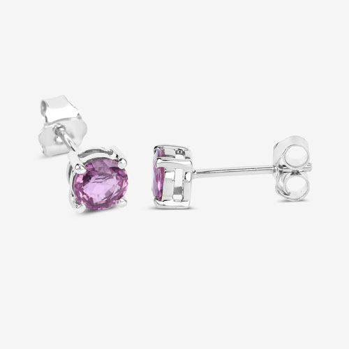 1.30 Carat Genuine Pink Sapphire 10K White Gold Earrings