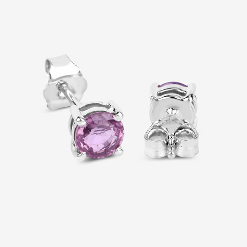 1.30 Carat Genuine Pink Sapphire 10K White Gold Earrings