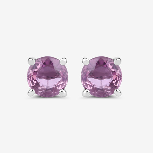 1.30 Carat Genuine Pink Sapphire 10K White Gold Earrings