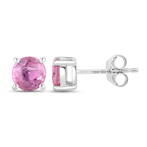 1.30 Carat Genuine Pink Sapphire 10K White Gold Earrings