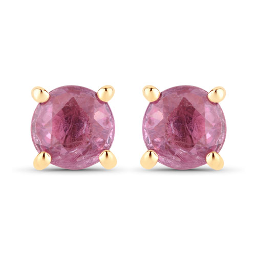 Earrings-1.30 Carat Genuine Pink Sapphire 10K Yellow Gold Earrings