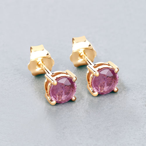 1.30 Carat Genuine Pink Sapphire 10K Yellow Gold Earrings