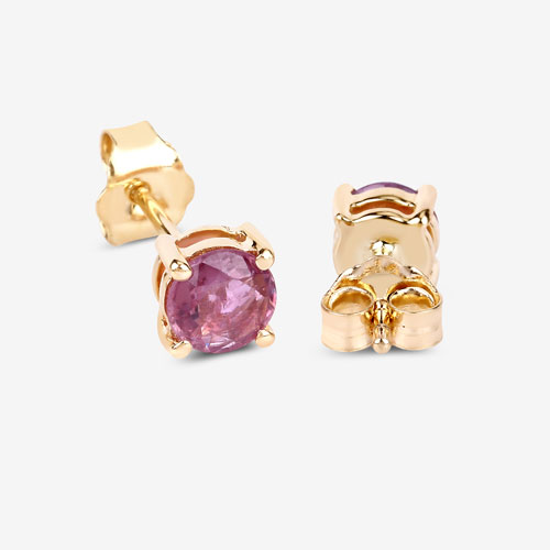 1.30 Carat Genuine Pink Sapphire 10K Yellow Gold Earrings