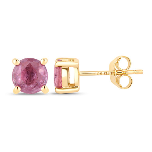 1.30 Carat Genuine Pink Sapphire 10K Yellow Gold Earrings