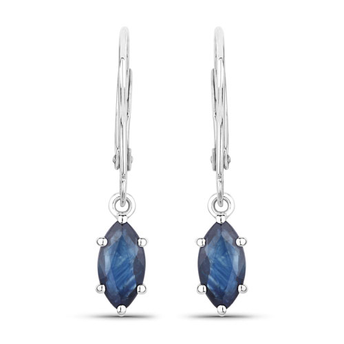 Earrings-1.20 Carat Genuine Blue Sapphire 10K White Gold Earrings