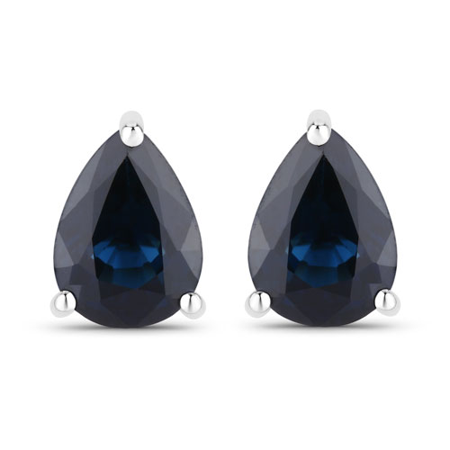 Earrings-1.16 Carat Genuine Blue Sapphire 14K White Gold Earrings