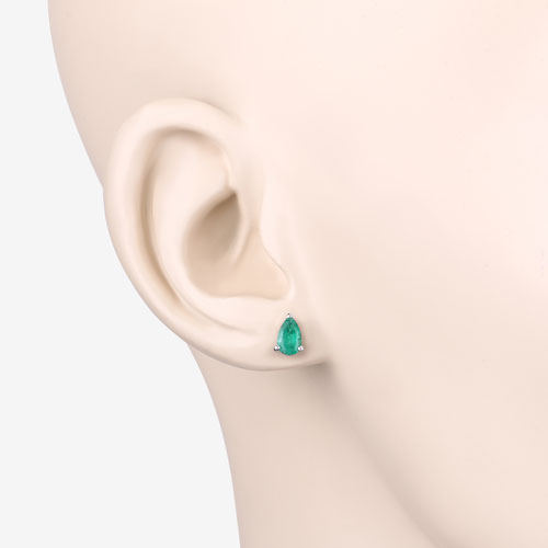 0.70 Carat Genuine Zambian Emerald 10K White Gold Earrings