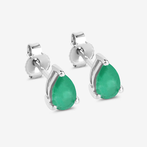 0.70 Carat Genuine Zambian Emerald 10K White Gold Earrings