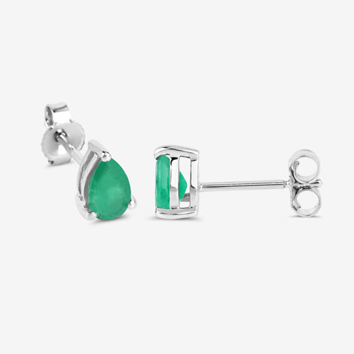 0.70 Carat Genuine Zambian Emerald 10K White Gold Earrings