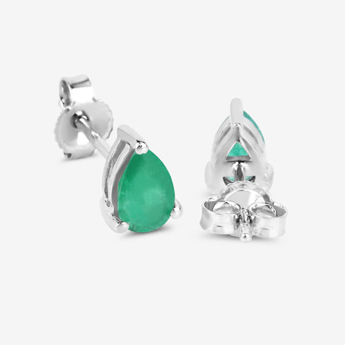 0.70 Carat Genuine Zambian Emerald 10K White Gold Earrings