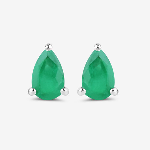 0.70 Carat Genuine Zambian Emerald 10K White Gold Earrings