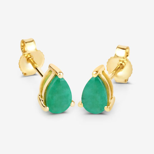0.70 Carat Genuine Zambian Emerald 10K Yellow Gold Earrings
