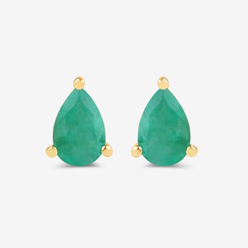 0.70 Carat Genuine Zambian Emerald 10K Yellow Gold Earrings