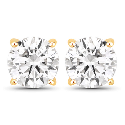 Earrings-2.00 Carat Lab Grown Diamond 14K Yellow Gold Earrings