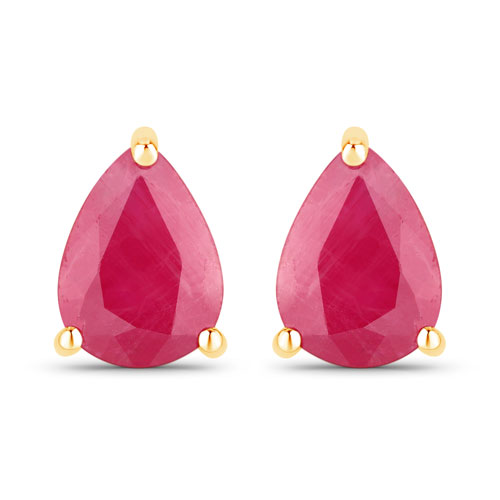 Earrings-1.42 Carat Genuine Ruby 14K Yellow Gold Earrings