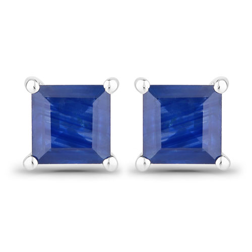 Earrings-1.26 Carat Genuine Blue Sapphire 14K White Gold Earrings