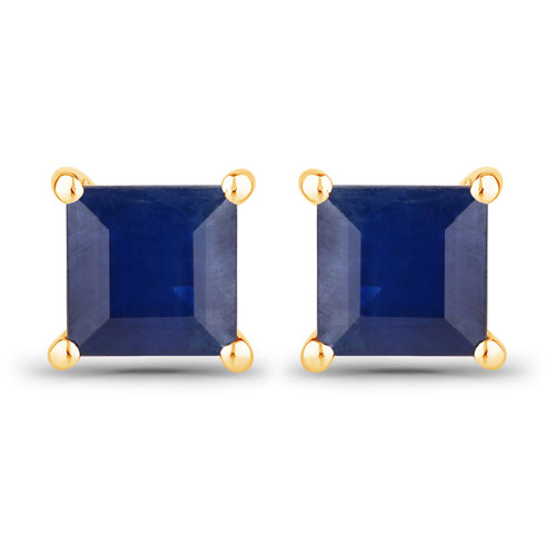 Earrings-1.26 Carat Genuine Blue Sapphire 14K Yellow Gold Earrings