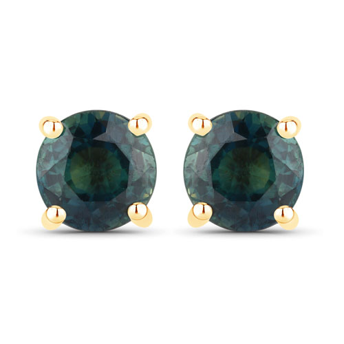 Earrings-1.30 Carat Genuine Blue Sapphire 14K Yellow Gold Earrings