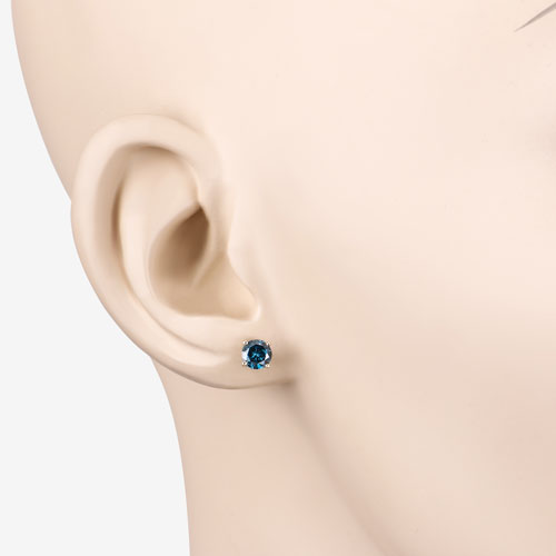0.81 Carat Genuine Blue Diamond 14K Yellow Gold Earrings