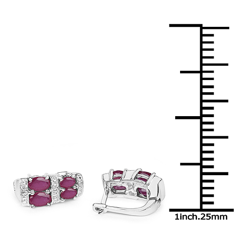 3.20 Carat Glass Filled Ruby .925 Sterling Silver Earrings