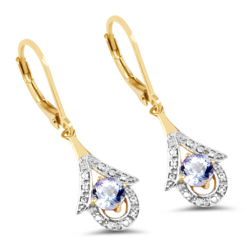 14K Yellow Gold Plated 0.94 Carat Genuine Tanzanite .925 Sterling Silver Earrings