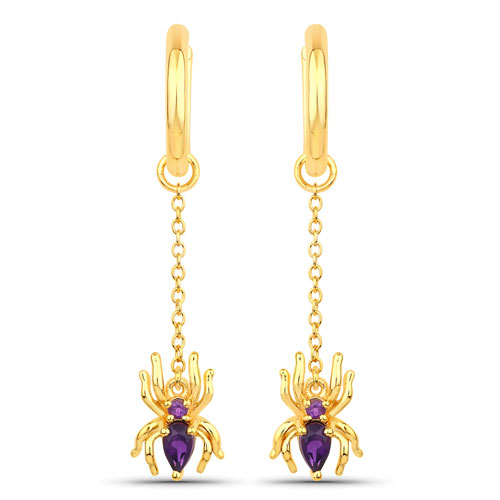 Amethyst-0.44 Carat Genuine Amethyst .925 Sterling Silver Earrings