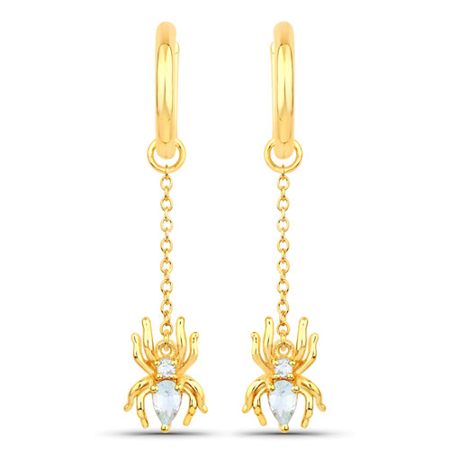 Earrings-0.57 Carat Genuine Blue Topaz .925 Sterling Silver Earrings