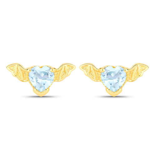 Earrings-0.40 Carat Genuine Blue Topaz .925 Sterling Silver Earrings