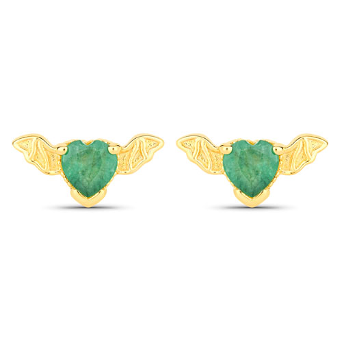 Emerald-0.36 Carat Genuine Emerald .925 Sterling Silver Earrings