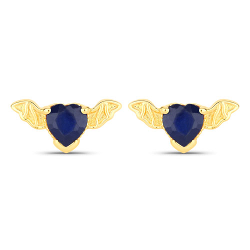 Earrings-0.40 Carat Genuine Blue Sapphire .925 Sterling Silver Earrings