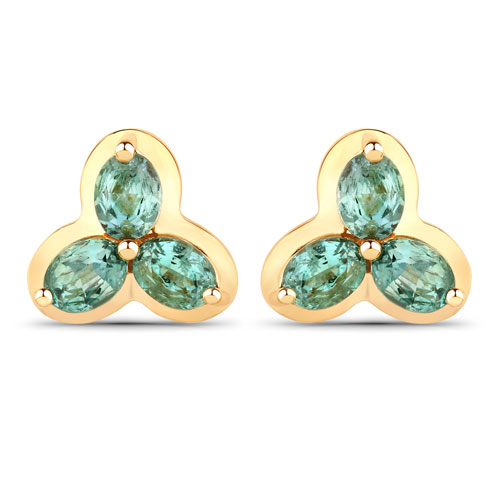 Earrings-0.66 Carat Genuine Alexandrite 18K Yellow Gold Earrings