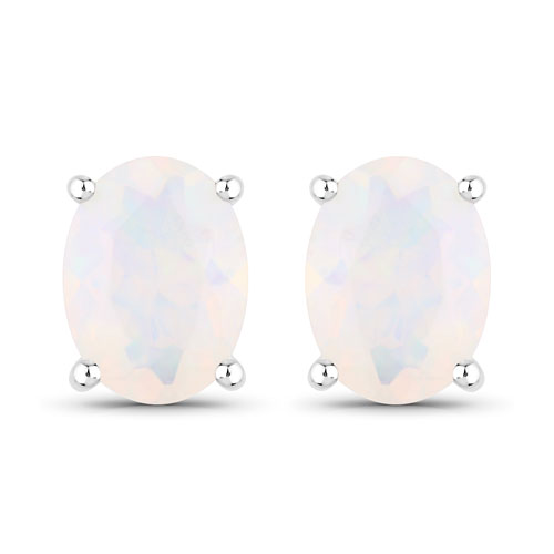Opal-1.00 Carat Ethiopian Opal .925 Sterling Silver Earrings