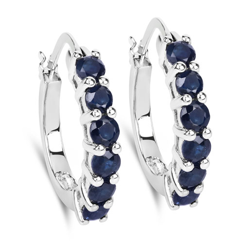 Earrings-1.32 Carat Genuine Blue Sapphire .925 Sterling Silver Earrings