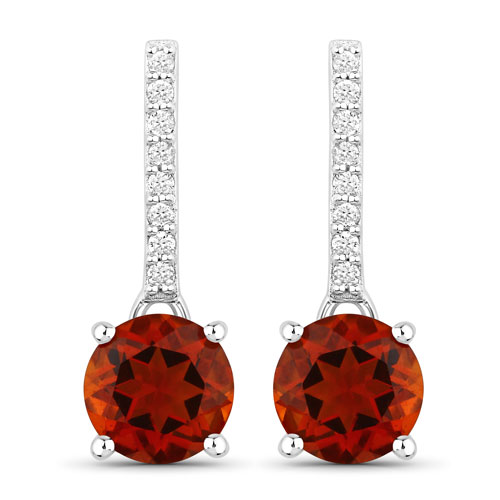 Citrine-2.10 Carat Genuine Madeira Citrine and Lab Grown Diamond .925 Sterling Silver Earrings