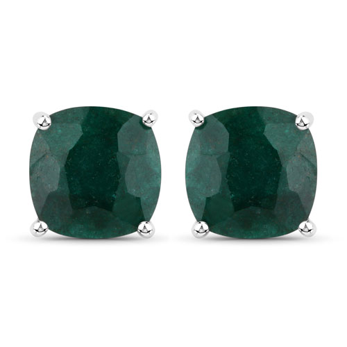 Emerald-5.30 Carat Dyed Emerald .925 Sterling Silver Earrings