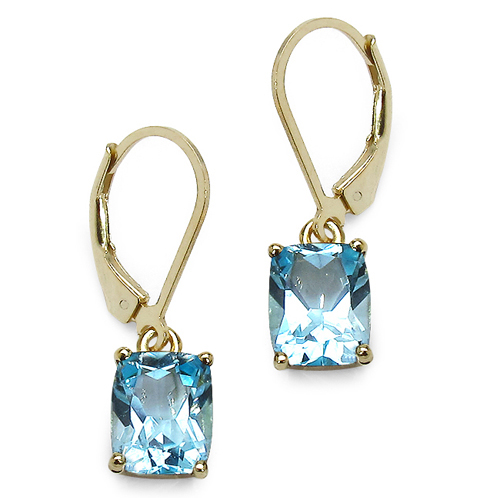 14K Yellow Gold Plated 3.60 Carat Genuine Blue Topaz Sterling Silver Earrings