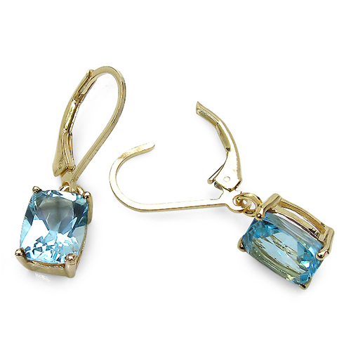 14K Yellow Gold Plated 3.60 Carat Genuine Blue Topaz Sterling Silver Earrings