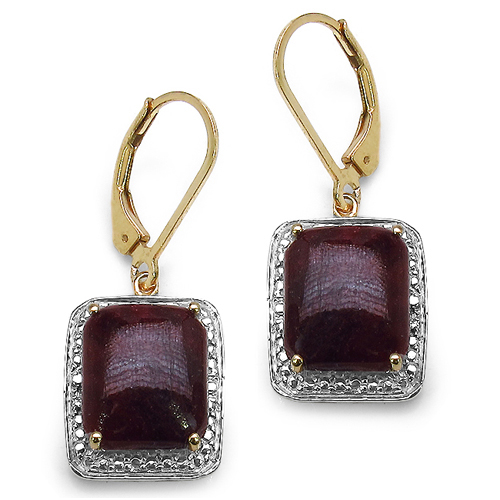 14K Yellow Gold Plated 14.00 Carat Genuine Dyed Ruby Sterling Silver Earrings