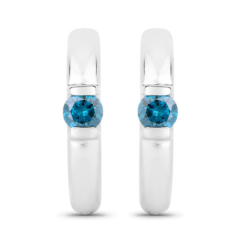 0.35 Carat Genuine Blue Diamond .925 Sterling Silver Earrings