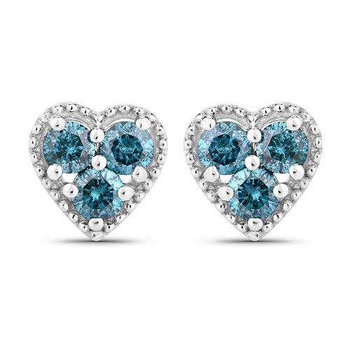 0.50 Carat Genuine Blue Diamond .925 Sterling Silver Earrings